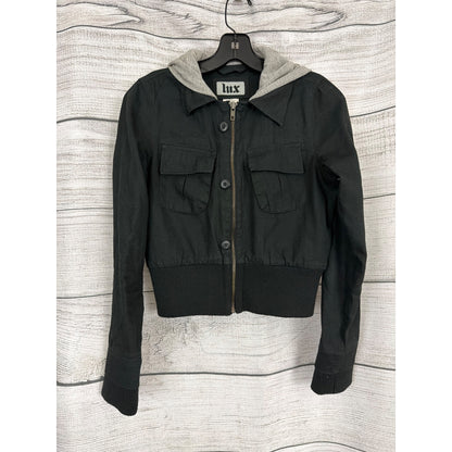 Lux Urban Outfitters Y2K Black Jacket With Gray Hood Size S