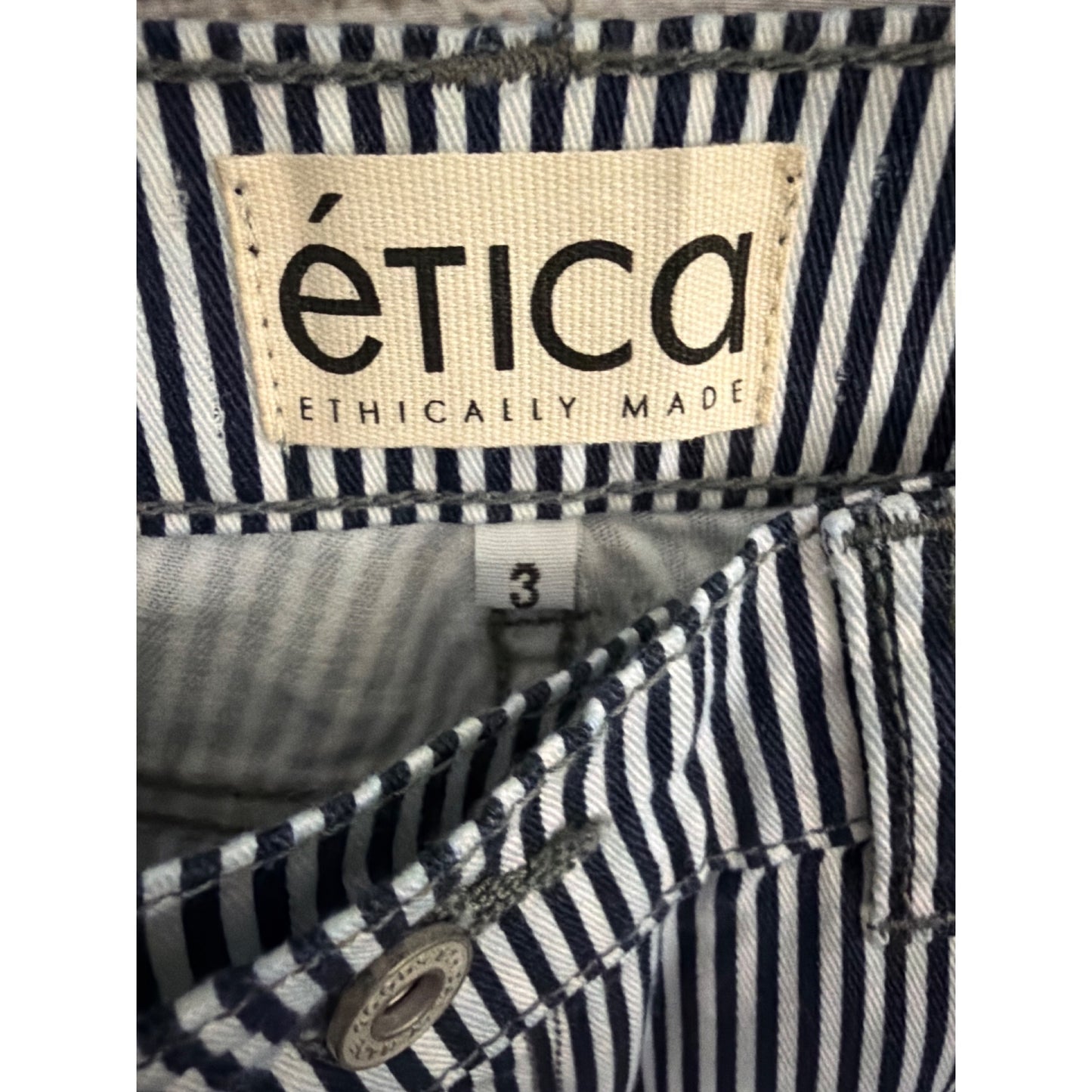Etica Blue and White Striped Ethically Eco Friendly Pants Size 3/M