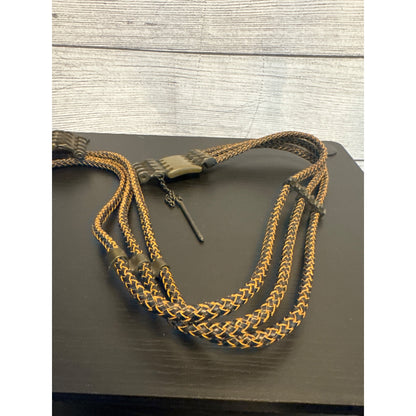 Adjustable Multi-Strand Woven Belt With Brass Clasp Closure
