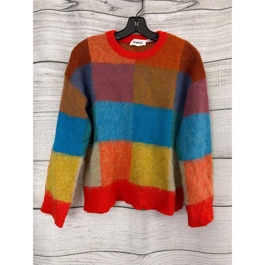 NWOT Desigual Wool Multicolor Checkered Knit Sweater Size S