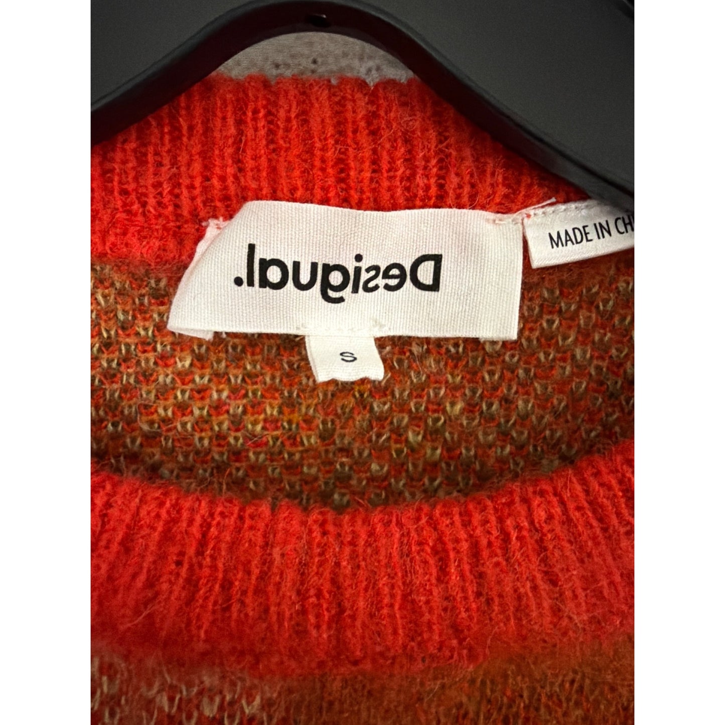 NWOT Desigual Wool Multicolor Checkered Knit Sweater Size S