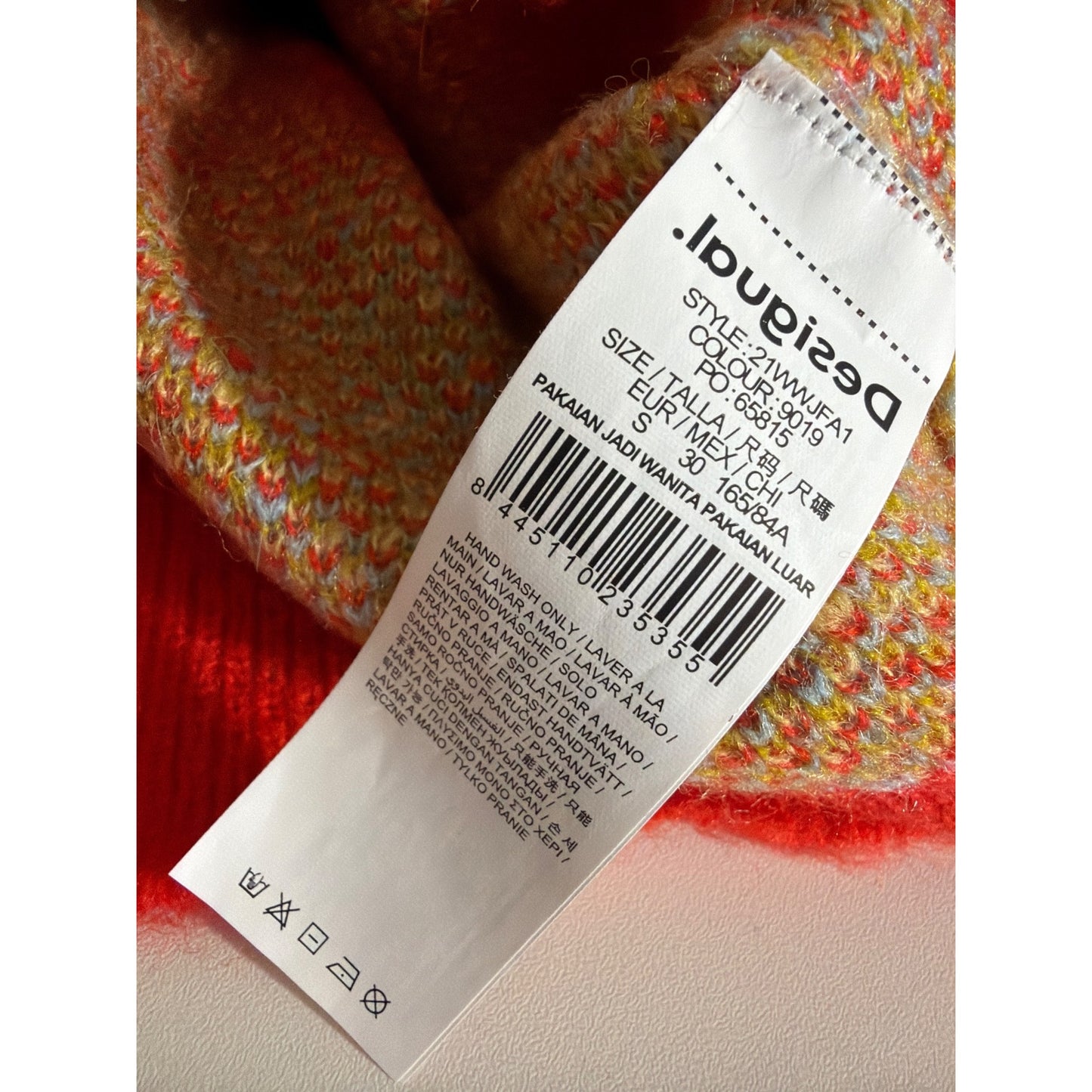 NWOT Desigual Wool Multicolor Checkered Knit Sweater Size S