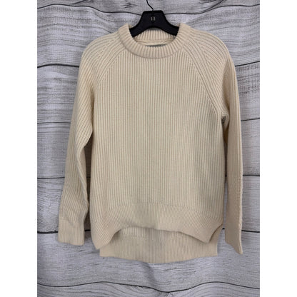 AllSaints Jago Crewneck Cream Ribbed Knit Sweater Size XS