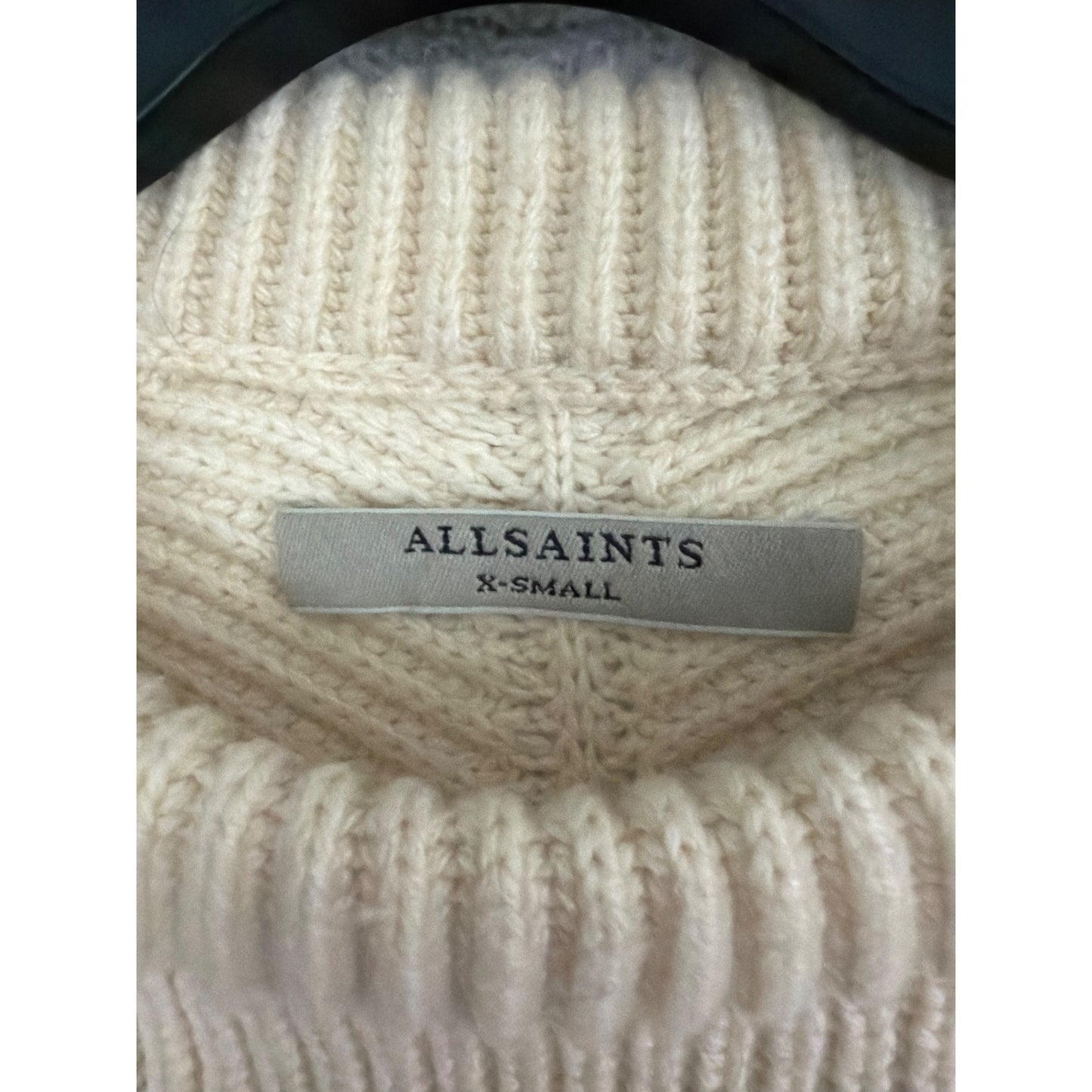 AllSaints Jago Crewneck Cream Ribbed Knit Sweater Size XS