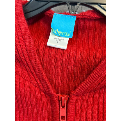 ToTheMax! Red Ribbed Knit Zip-Up Hoodie Sweater Size L