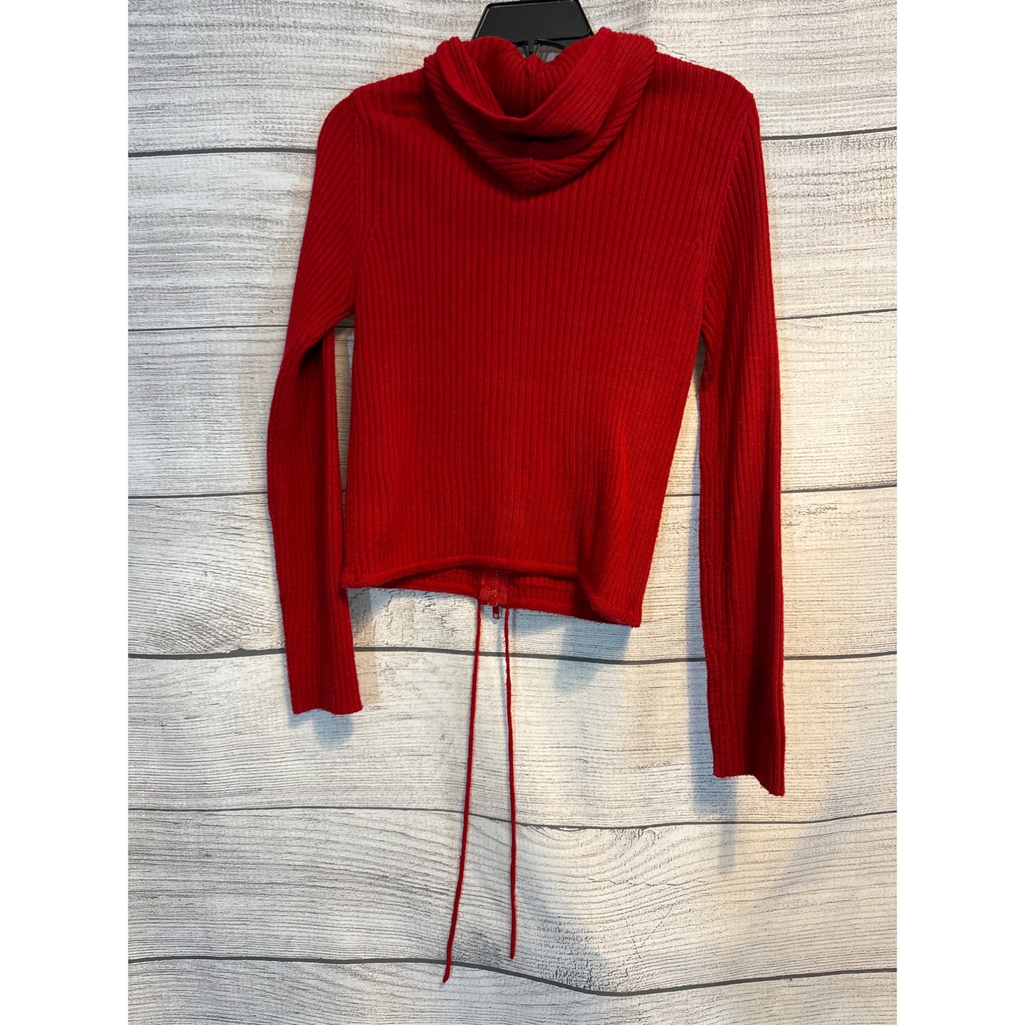 ToTheMax! Red Ribbed Knit Zip-Up Hoodie Sweater Size L