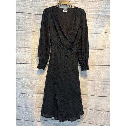 Somerset Long Sleeve Black Eyelet Wrap Dress Size 8