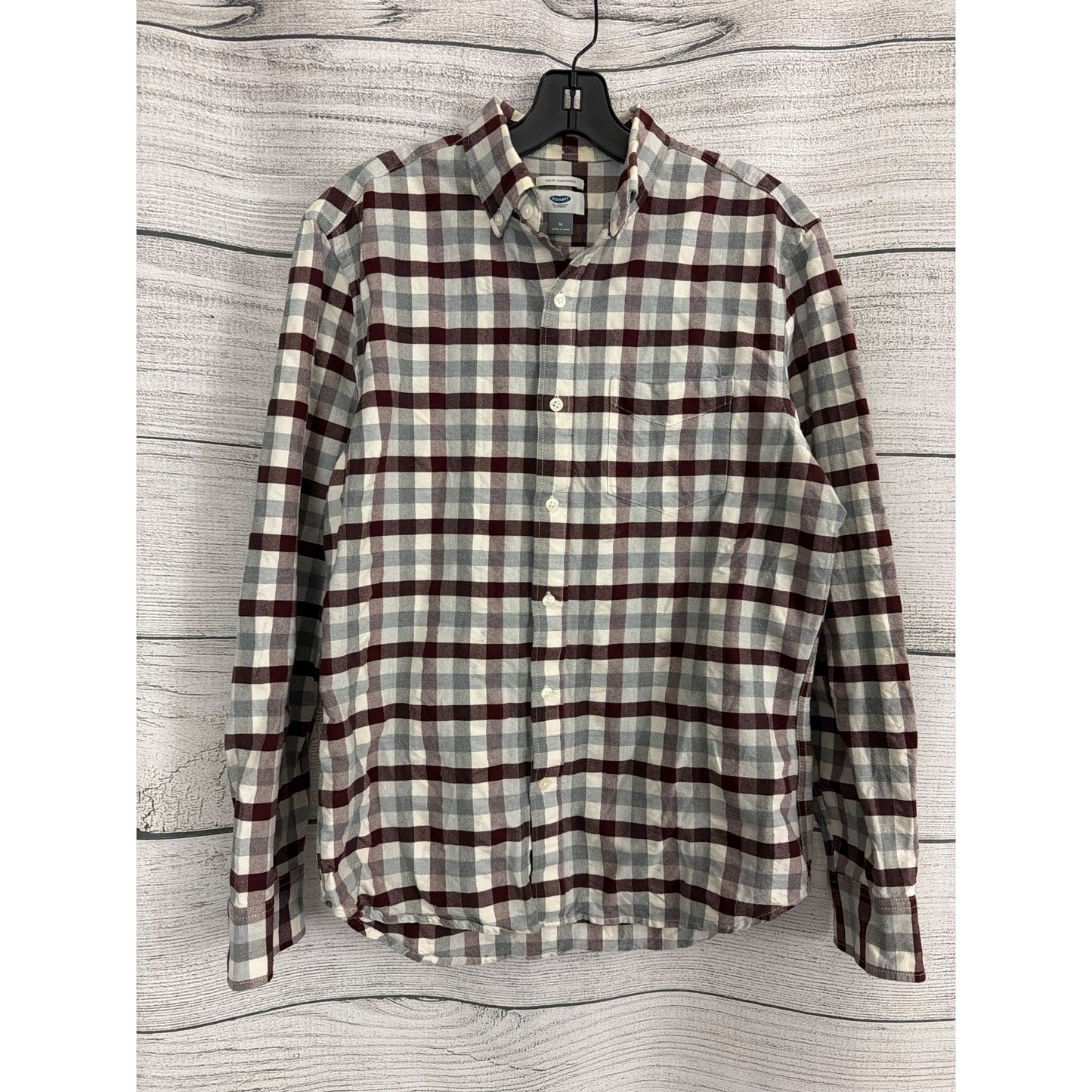 Mens Old Navy Slim Fit Plaid Button-Down Shirt Size M