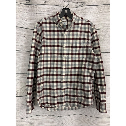 Mens Old Navy Slim Fit Plaid Button-Down Shirt Size M