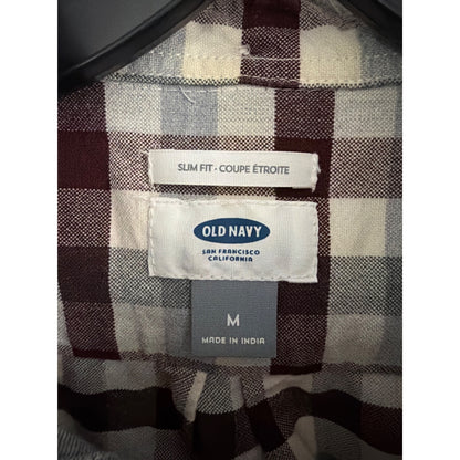 Mens Old Navy Slim Fit Plaid Button-Down Shirt Size M
