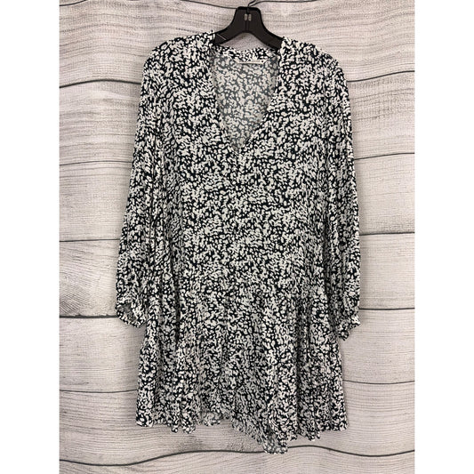 Zara Black & White Abstract Long Sleeve Mini Dress Size S