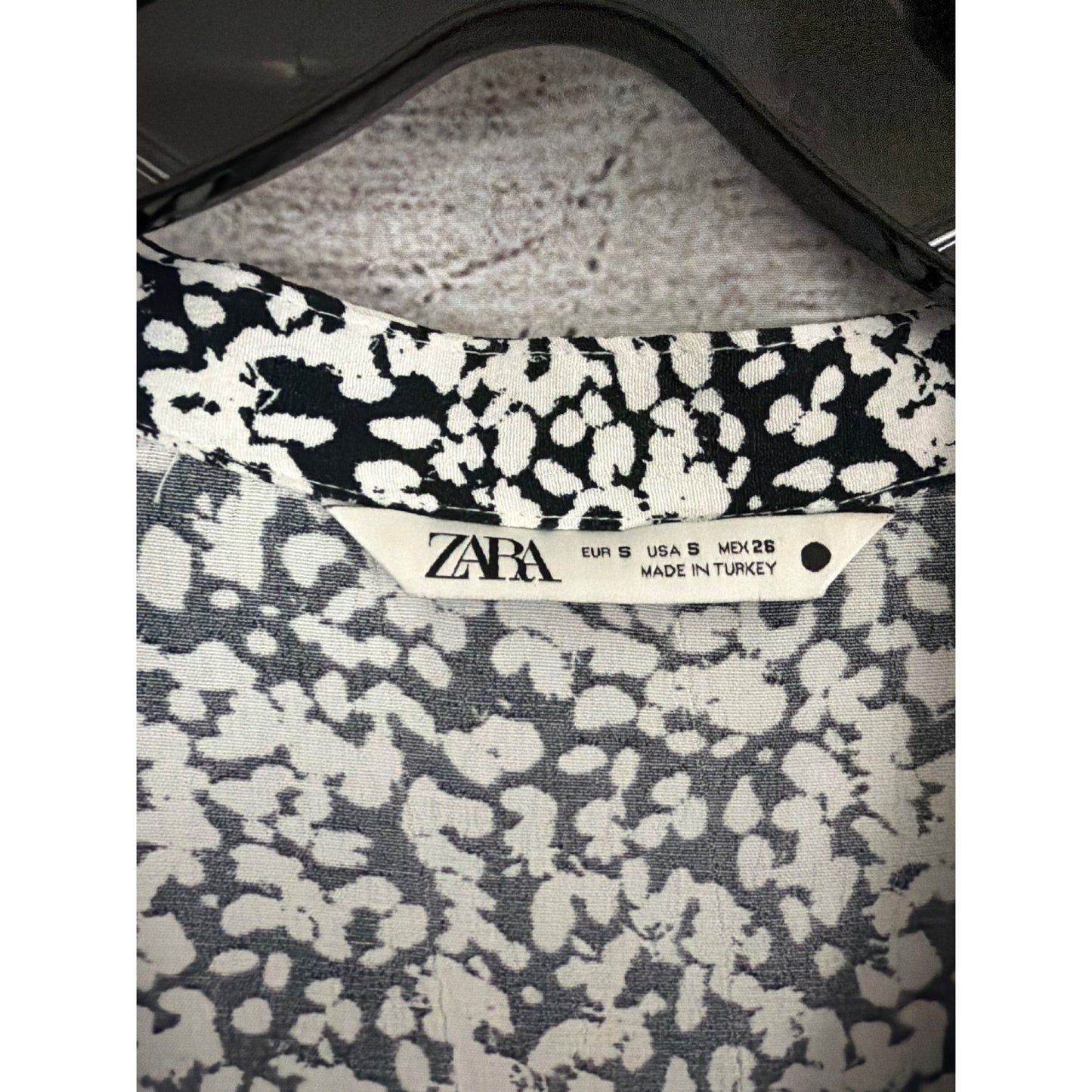 Zara Black & White Abstract Long Sleeve Mini Dress Size S