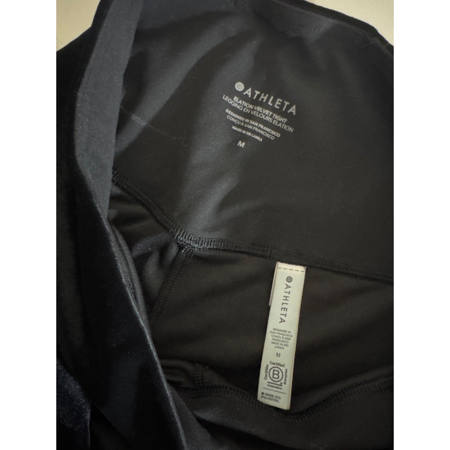 Athleta Black Velvet Elation Tight Leggings Size M