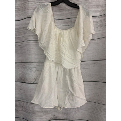 Alice + Olivia Dory Off the Shoulder Ruffled Romper With Smocked Waist Size 2