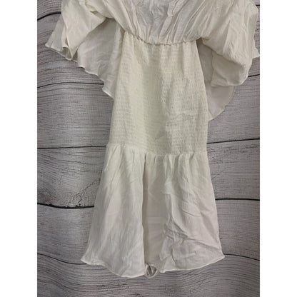 Alice + Olivia Dory Off the Shoulder Ruffled Romper With Smocked Waist Size 2