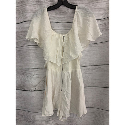 Alice + Olivia Dory Off the Shoulder Ruffled Romper With Smocked Waist Size 2