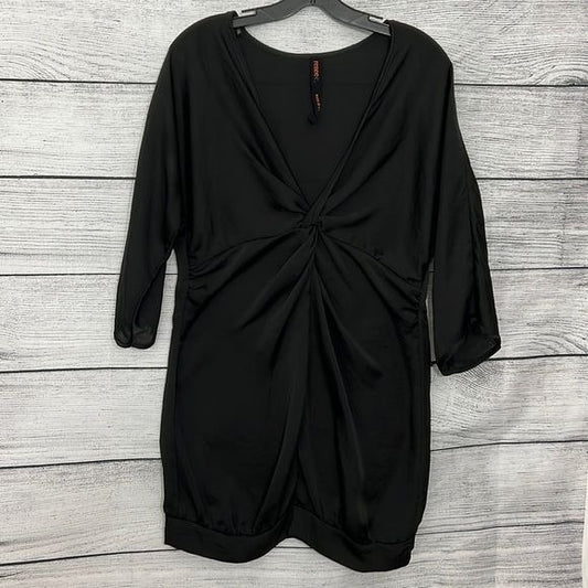 Black Silky Twist Front Mini Dress M