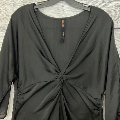 Black Silky Twist Front Mini Dress M