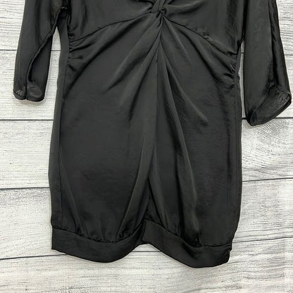Black Silky Twist Front Mini Dress M