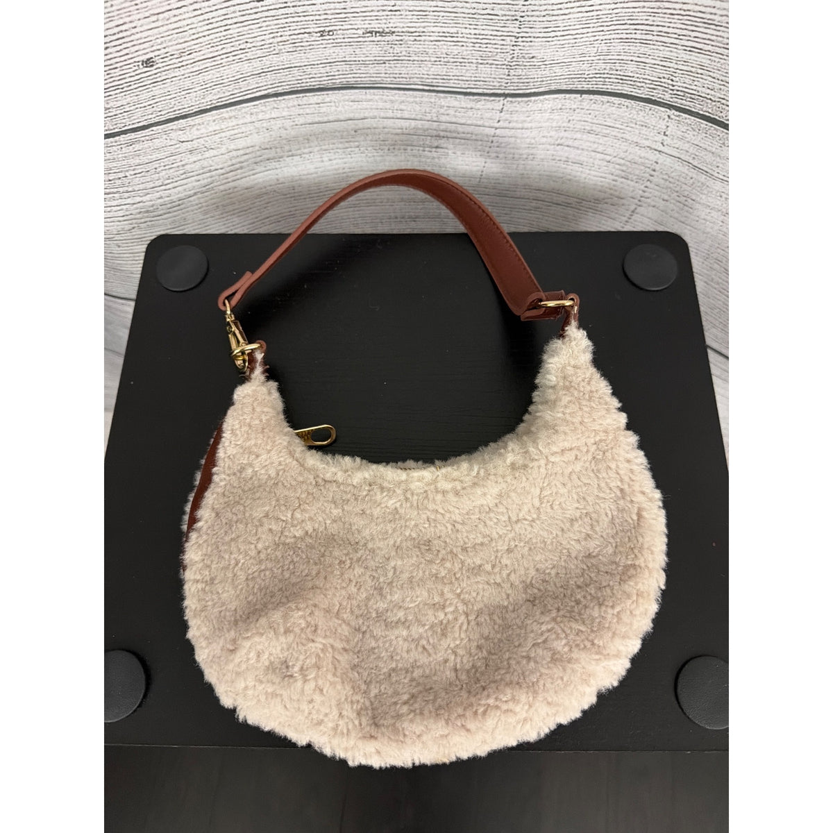 Universal Thread Sherpa Shoulder Bag With Faux Leather Strap