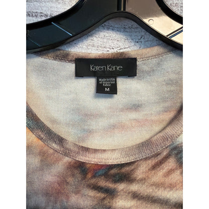 Karen Kane Multicolored Tie-Dye Top With Cream Ruffled Hem M