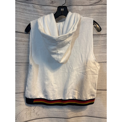 Aviator Nation Logo Stripe Sleeveless Crop Pullover Hoodie Size S