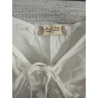 Altar'd State White Long Sleeve Crop Top With Tie Front Size S