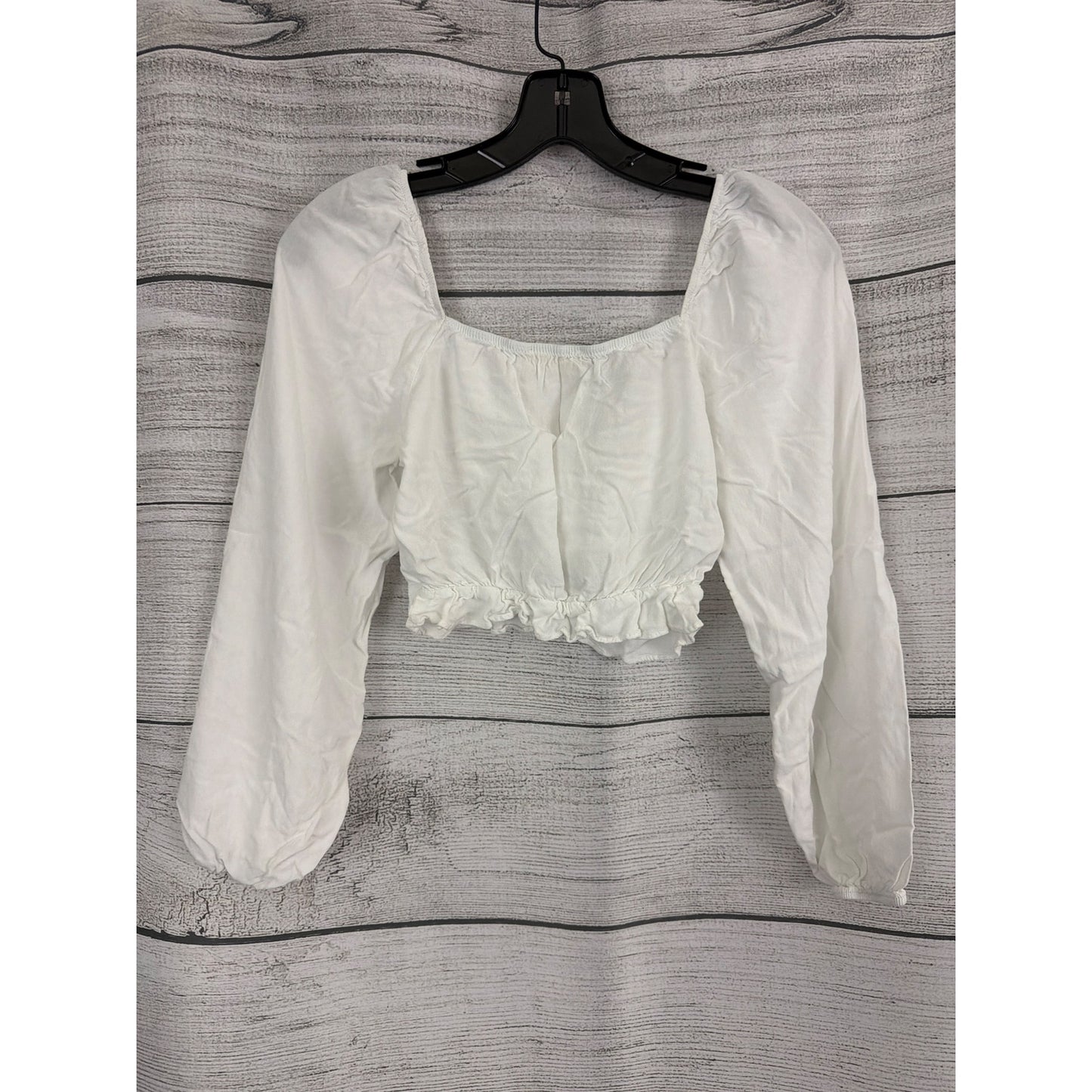 Altar'd State White Long Sleeve Crop Top With Tie Front Size S