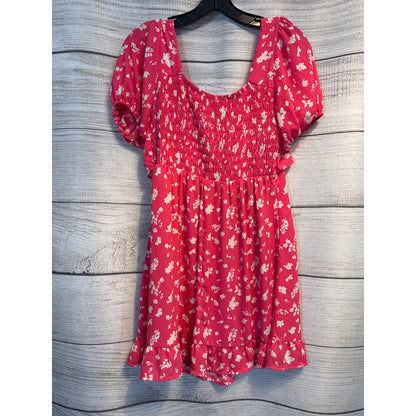 Sienna Sky Red Floral Ruffle Smocked Mini Dress Size M