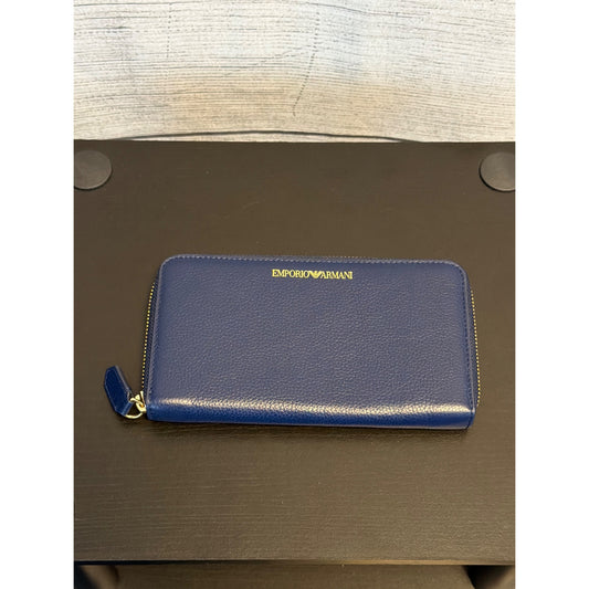 Emporio Armani Blue Leather Zip Wallet