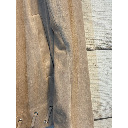 BB Dakota Suede-Like Drape Front Jacket With Grommet Detail Size L