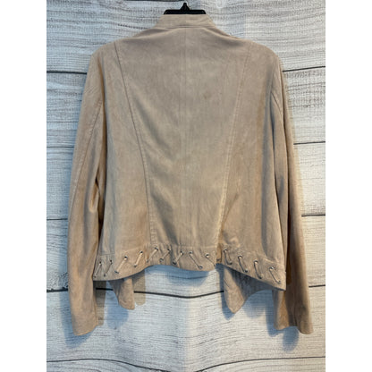 BB Dakota Suede-Like Drape Front Jacket With Grommet Detail Size L