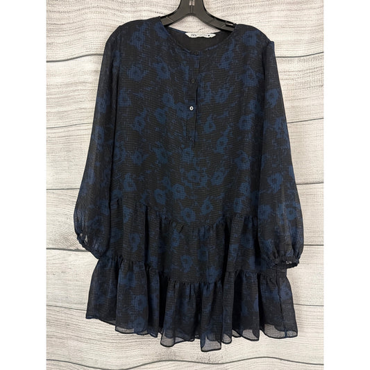 Zara Long Sleeve Tiered Floral Tunic Dress Size L