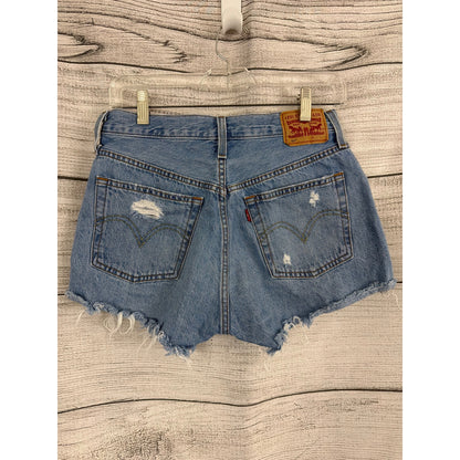 Levis 501 Distressed High-Rise Denim Shorts W27