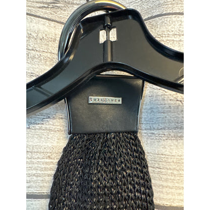 Suzi Roher Black Knit Stretch Belt With Metal Buckle