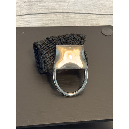 Suzi Roher Black Knit Stretch Belt With Metal Buckle