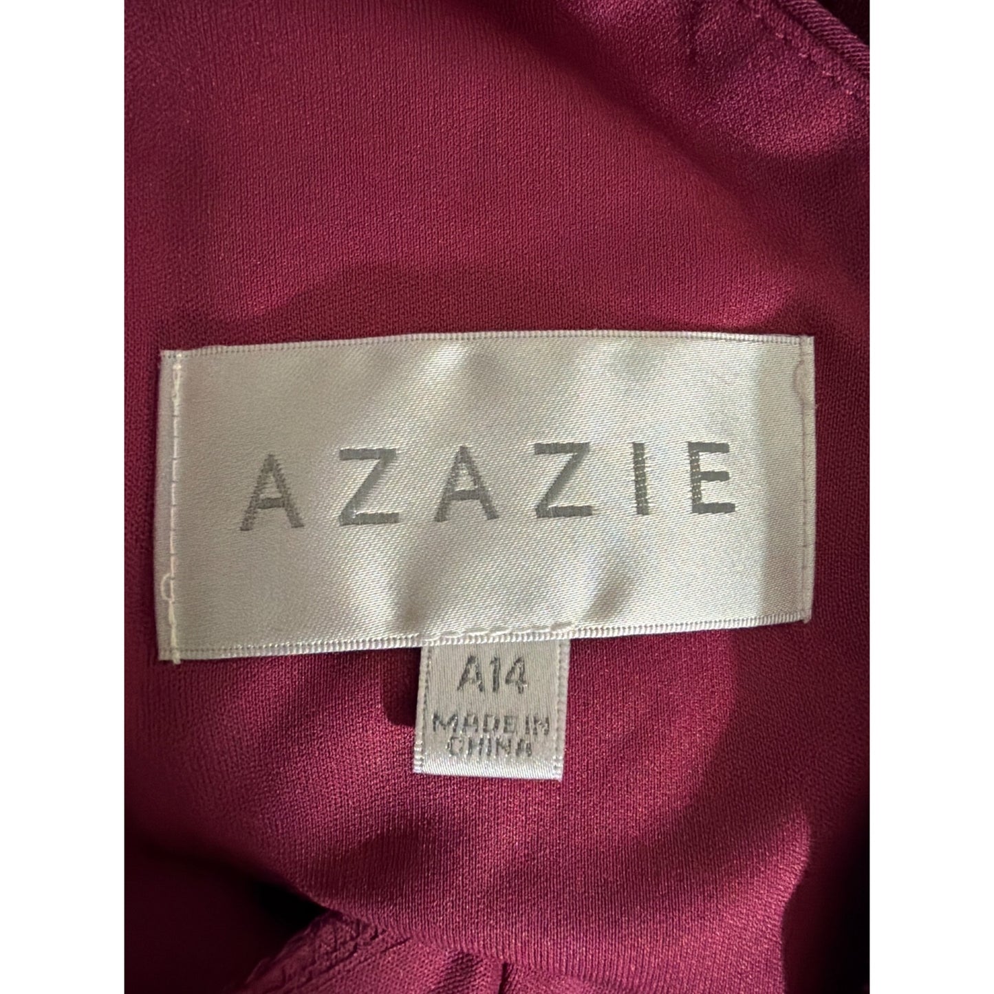 Azazie Leandra Mulberry Mermaid V-Neck Pleated Mesh Dress Size 14