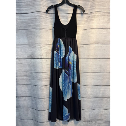 NWT Alice + Olivia Scoop Black & Blue Floral Print Sleeveless Dress Size 2