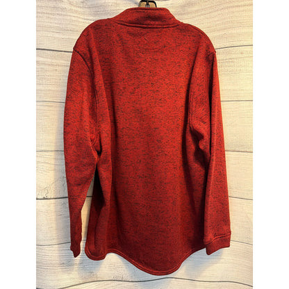 Tailorbyrd Collection Red Heathered Pullover Sweater With Button Collar XXL