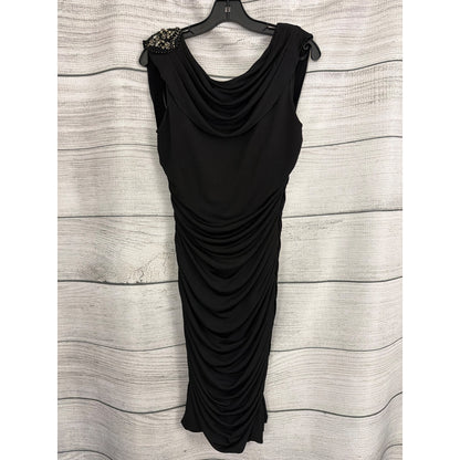 Cachet Black Ruched Sleeveless Dress With Beaded Shoulder Detail Size 12