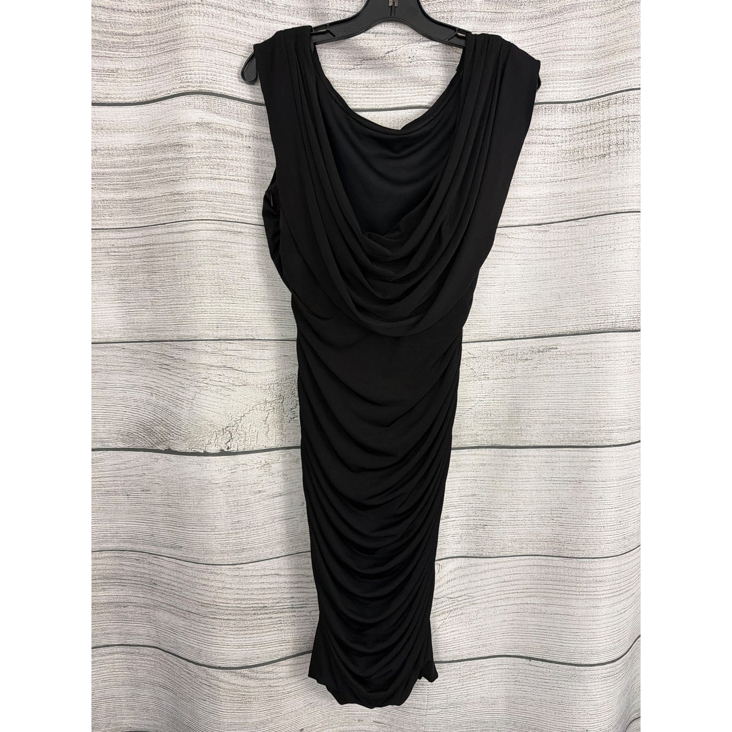 Cachet Black Ruched Sleeveless Dress With Beaded Shoulder Detail Size 12