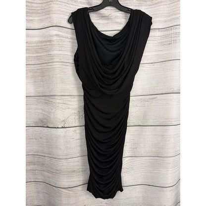 Cachet Black Ruched Sleeveless Dress With Beaded Shoulder Detail Size 12