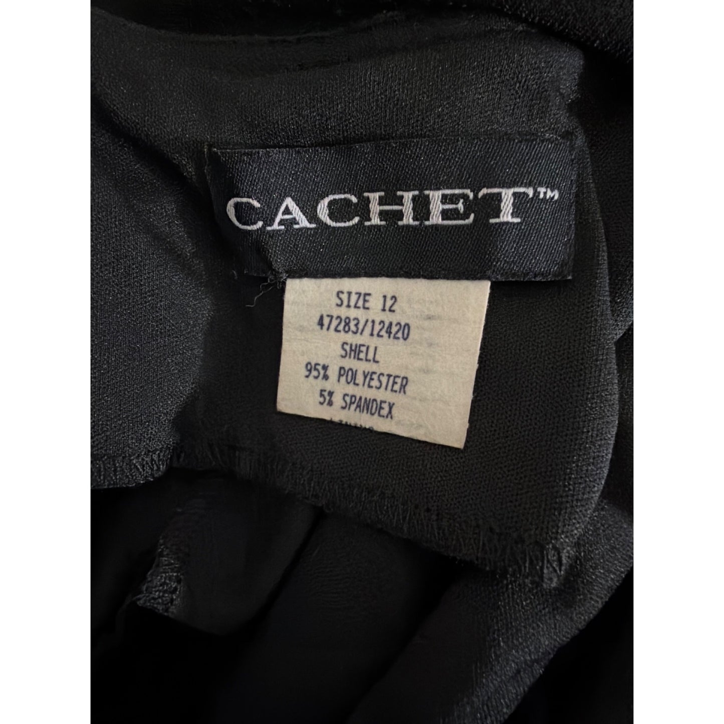 Cachet Black Ruched Sleeveless Dress With Beaded Shoulder Detail Size 12