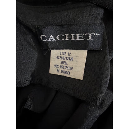 Cachet Black Ruched Sleeveless Dress With Beaded Shoulder Detail Size 12