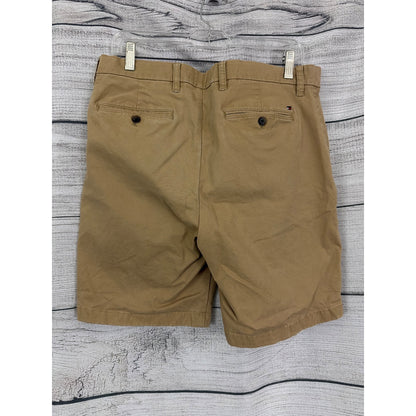Mens Tommy Hilfiger Tan Flat-Front Chino Shorts Size 33