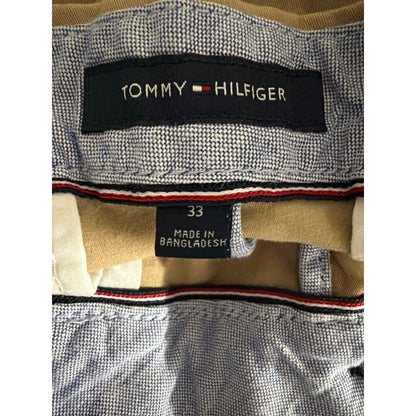 Mens Tommy Hilfiger Tan Flat-Front Chino Shorts Size 33