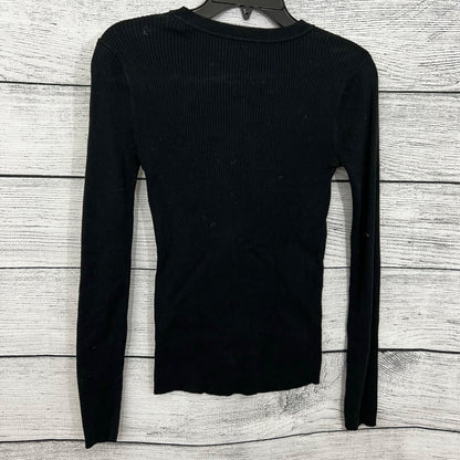 Halogen Black Ribbed Long Sleeve Top, Size XS