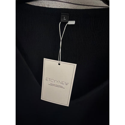 NWT Etcyynew Black Wide-Leg Pants & V-Neck Sweater Set Size L