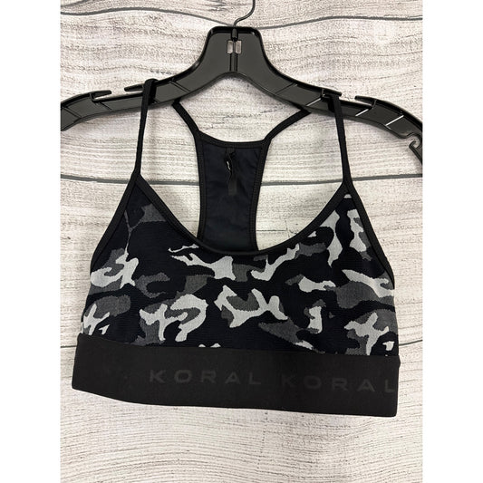 Koral Black Camo Versatility Sweeper Racerback Sports Bra Size M