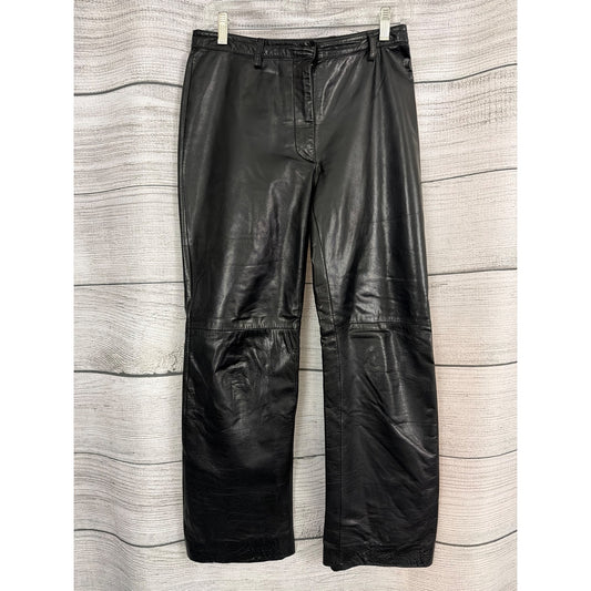 Ann Taylor 100% Black Leather Pants Size 6